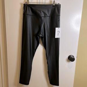 NEW ZYIA Black metallic leggings size 8-10